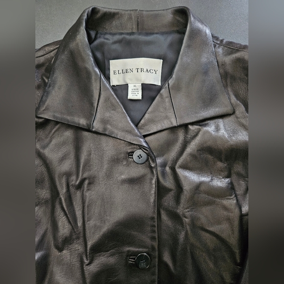 NWOT - Ellen Tracy Buttery Soft Black Leather Drawstring Jacket - Size XL - Picture 6 of 9